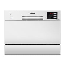 COMFEE' 2026 Six Place Tabletop Dishwasher Auto Open Dry LED Display White