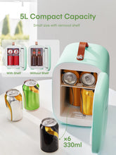 FOHERE Mini Fridge 5L 6 Cans Portable Cooler Warmer AC And DC Compatible White