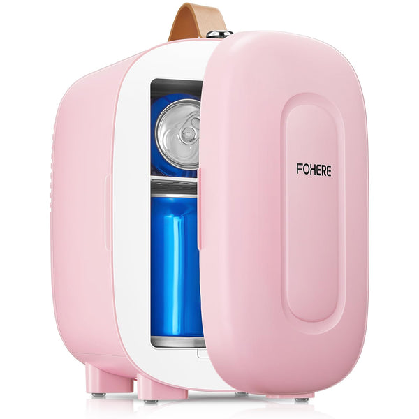 FOHERE Mini Fridge 5L 6 Cans Portable Cooler Warmer AC And DC Compatible White