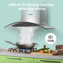 COMFEE' Canopy Hood GLAV17B-60 60cm Curved Glass LED Black