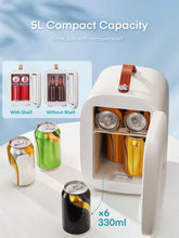 FOHERE Mini Fridge 5L 6 Cans Portable Cooler Warmer AC And DC Compatible White