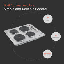 Cookology 60cm Solid Plate Electric Hob 4 Zone Rotary Dials