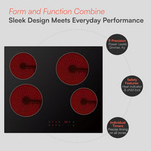 Cookology 60cm Electric Ceramic Hob 4 Zone 6000W Touch