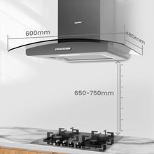 COMFEE' Canopy Hood GLAV17B-60 60cm Curved Glass LED Black