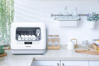HomeTronix Mini Countertop Dishwasher 3 Place Settings, 6 Programs, LED Display