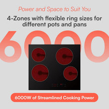 Cookology 60cm Electric Ceramic Hob 4 Zone 6000W Touch