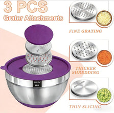 Stainless Steel Mixing Bowls with Airtight Lids 26pc Set Grater Attachments