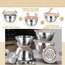 Stainless Steel Mixing Bowls with Airtight Lids 26pc Set Grater Attachments