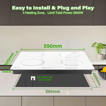 GlONlEN GIT470SP 60cm Plug In Induction Hob 2800W Bridge Zone