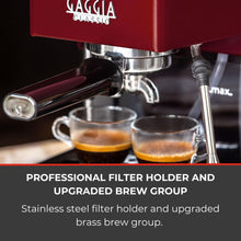 Gaggia Classic E24 Evo Pro Manual Espresso Machine Cherry Red Brass Boiler