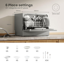 COMFEE' 2026 Six Place Tabletop Dishwasher Auto Open Dry LED Display White