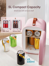FOHERE Mini Fridge 5L 6 Cans Portable Cooler Warmer AC And DC Compatible White