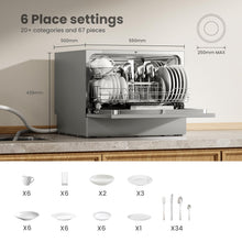 COMFEE' 2026 Six Place Tabletop Dishwasher Auto Open Dry LED Display White
