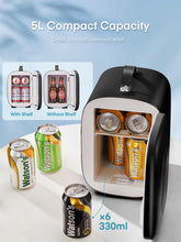 FOHERE Mini Fridge 5L 6 Cans Portable Cooler Warmer AC And DC Compatible White