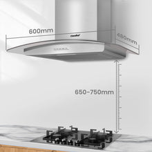 COMFEE' Canopy Hood GLAV17B-60 60cm Curved Glass LED Black
