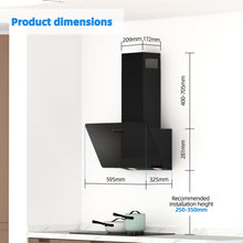 FIREGAS 60cm Angled Chimney Cooker Hood With LED Lights