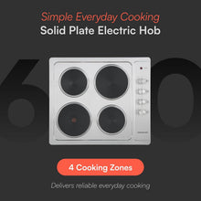 Cookology 60cm Solid Plate Electric Hob 4 Zone Rotary Dials