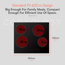 Cookology 60cm Electric Ceramic Hob 4 Zone 6000W Touch