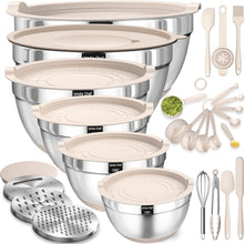Stainless Steel Mixing Bowls with Airtight Lids 26pc Set Grater Attachments