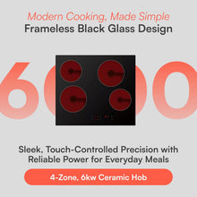 Cookology 60cm Electric Ceramic Hob 4 Zone 6000W Touch
