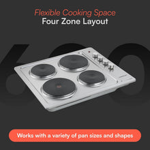 Cookology 60cm Solid Plate Electric Hob 4 Zone Rotary Dials