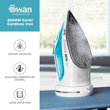 Swan SI16410N 2In1 Cordless Steam Press Iron 2800W Ceramic Soleplate