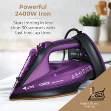 Tower T22008 CeraGlide Cordless Steam Iron With Ceramic Soleplate 2400W Purple