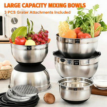 Stainless Steel Mixing Bowls with Airtight Lids 26pc Set Grater Attachments