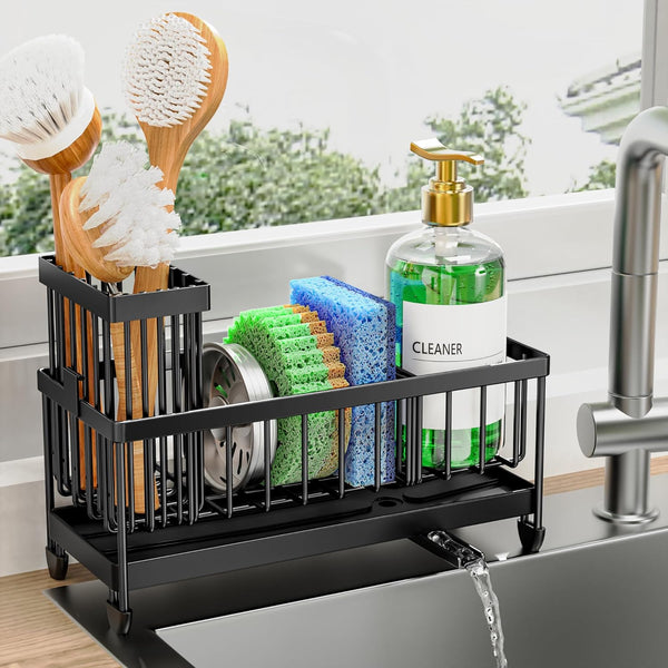 Cisily Sponge Holder For Kitchen Sink Rotatable Spout Black