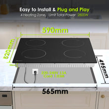 GlONlEN GIT470SP 60cm Plug In Induction Hob 2800W Bridge Zone