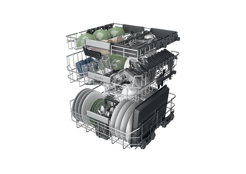 Hotpoint integrated dishwasher: full size, black color