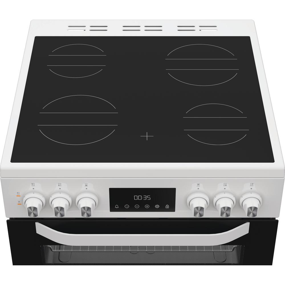 Hotpoint HTE6VDCW 60cm Electric Twin Cooker with Multiflow - White