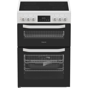 Hotpoint HTE6VDCW 60cm Electric Twin Cooker with Multiflow - White