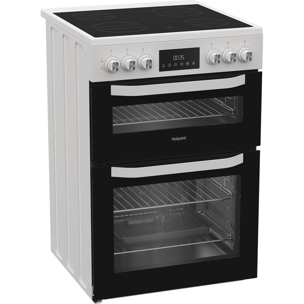 Hotpoint HTE6VDCW 60cm Electric Twin Cooker with Multiflow - White