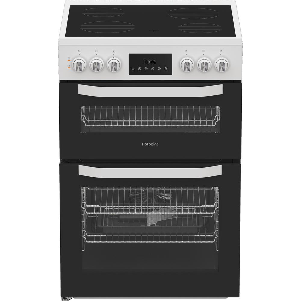 Hotpoint HTE6VDCW 60cm Electric Twin Cooker with Multiflow - White