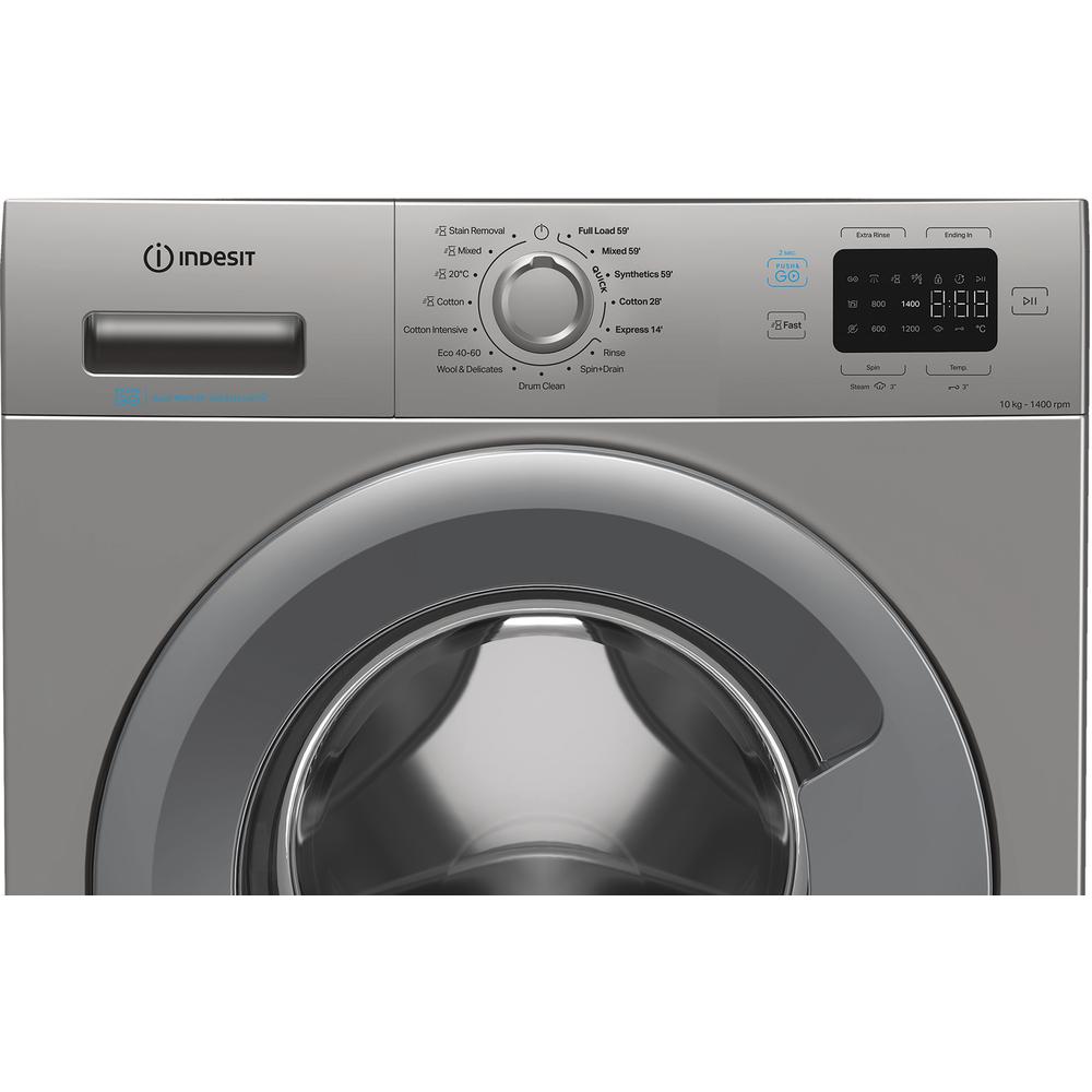 Indesit Push&Go 10kg Washing Machine with Steam Technology - Silver