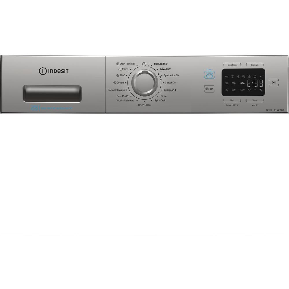 Indesit Push&Go 10kg Washing Machine with Steam Technology - Silver