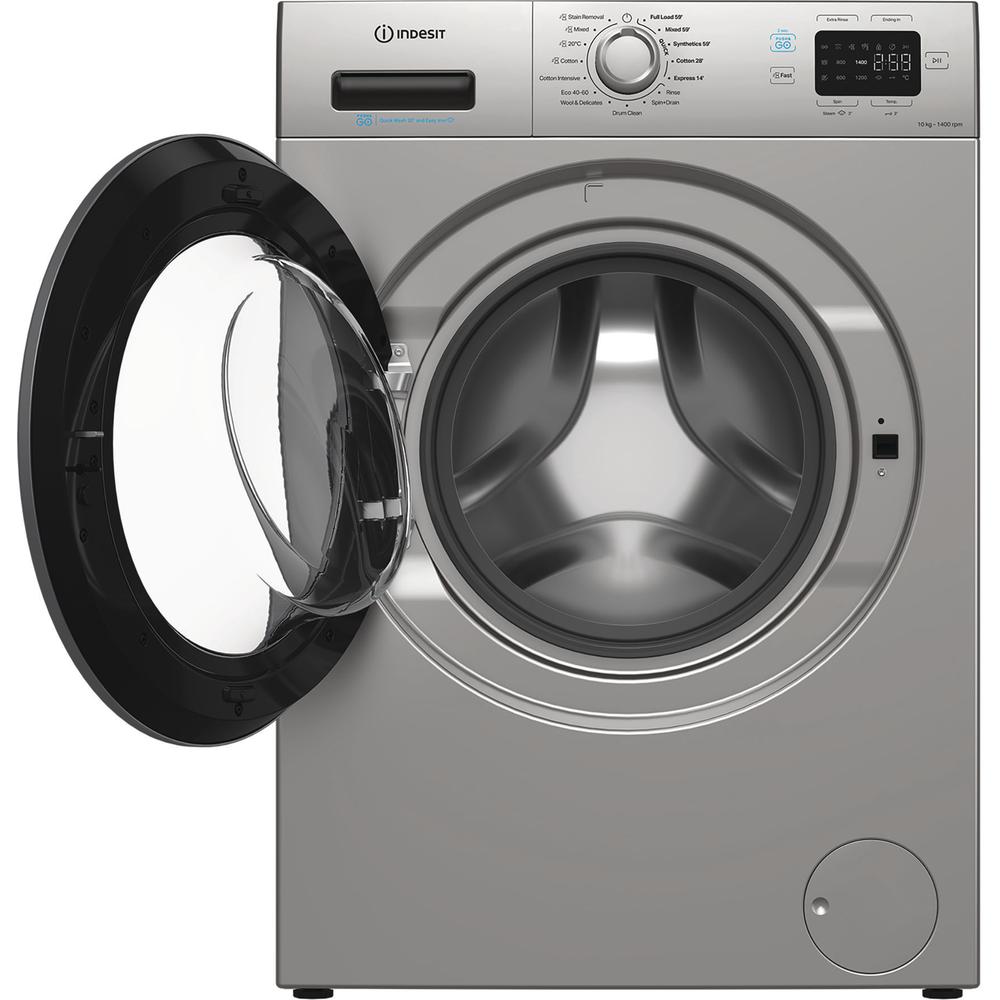 Indesit Push&Go 10kg Washing Machine with Steam Technology - Silver