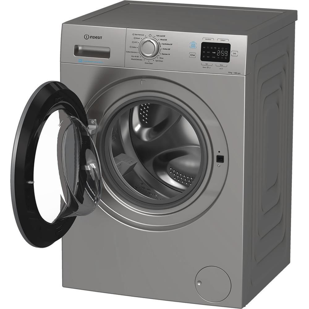 Indesit Push&Go 10kg Washing Machine with Steam Technology - Silver