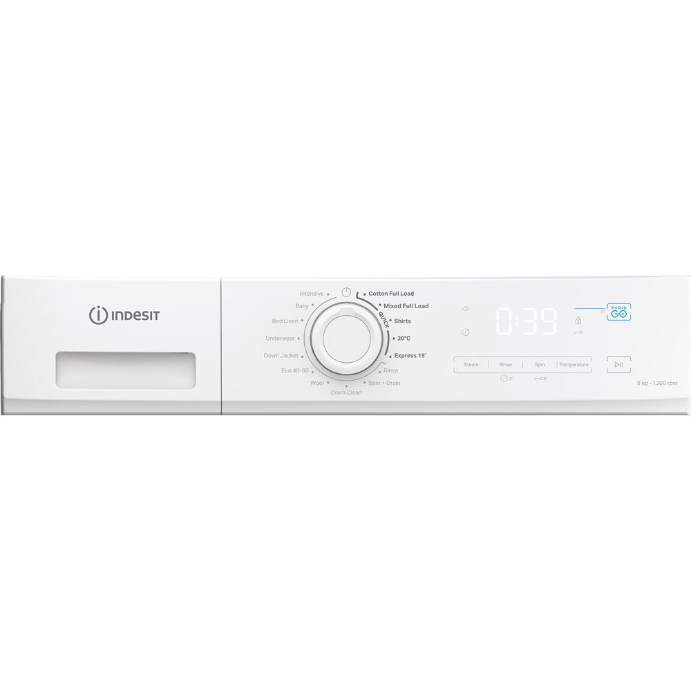 Indesit Push&Go 8kg Washing Machine with Steam Technology - White - A rated