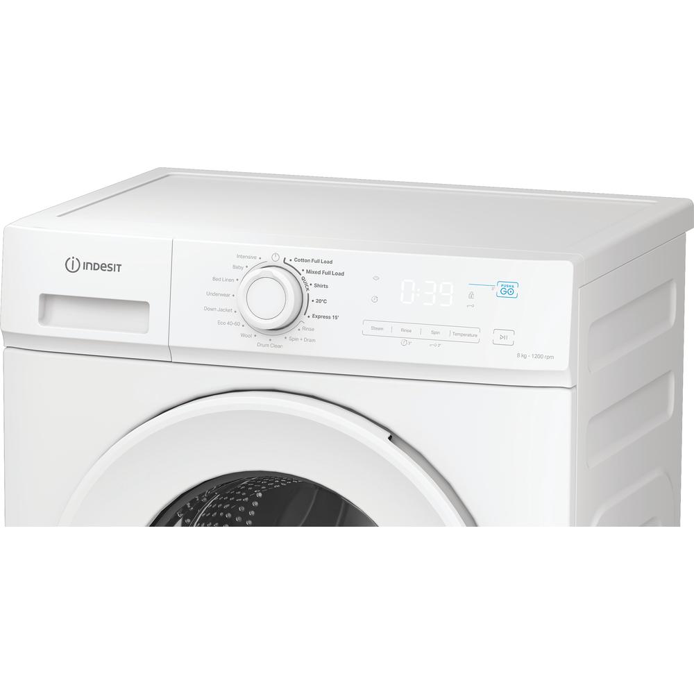 Indesit Push&Go 8kg Washing Machine with Steam Technology - White - A rated