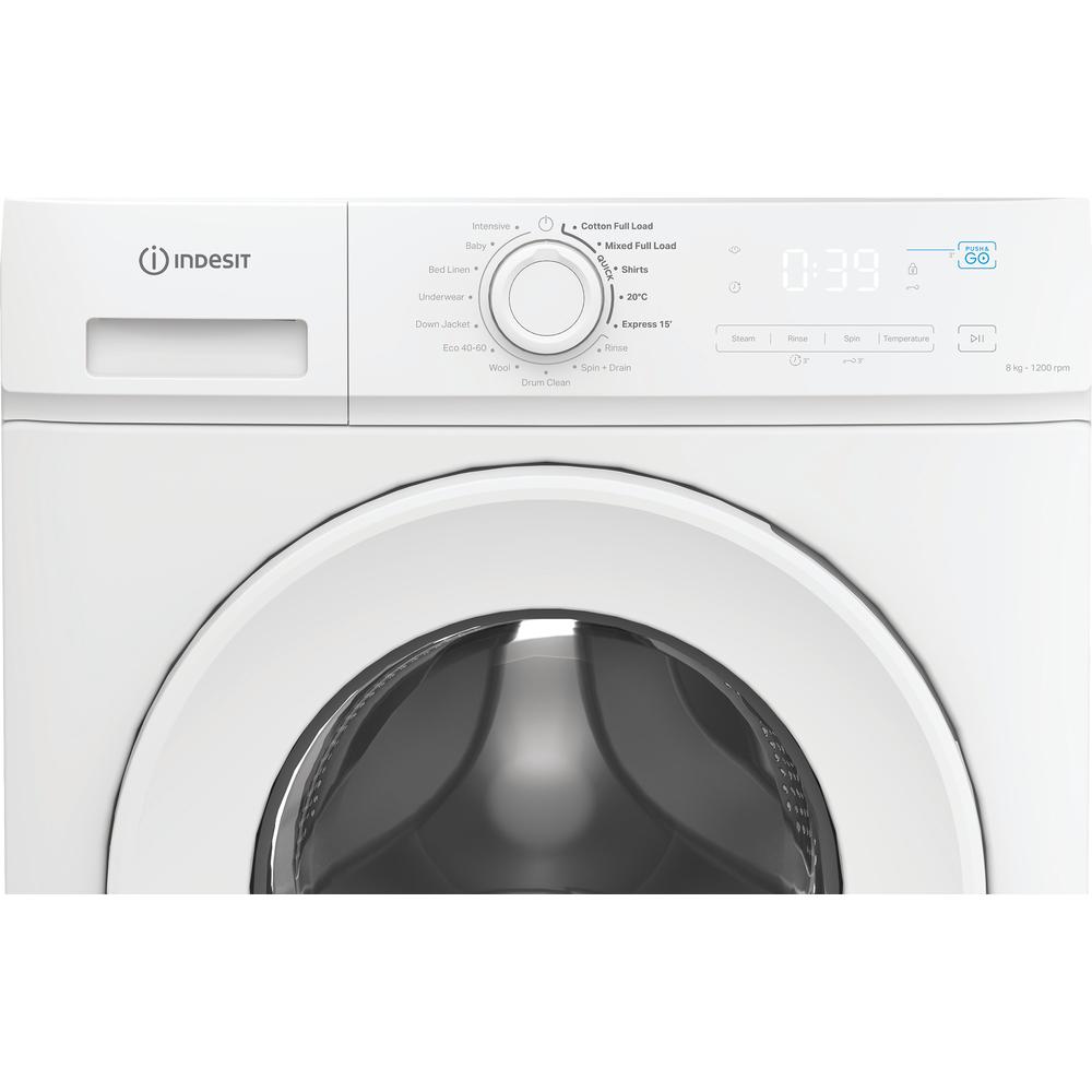 Indesit Push&Go 8kg Washing Machine with Steam Technology - White - A rated