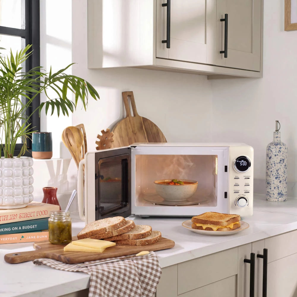 Retro Digital Microwave - Cream